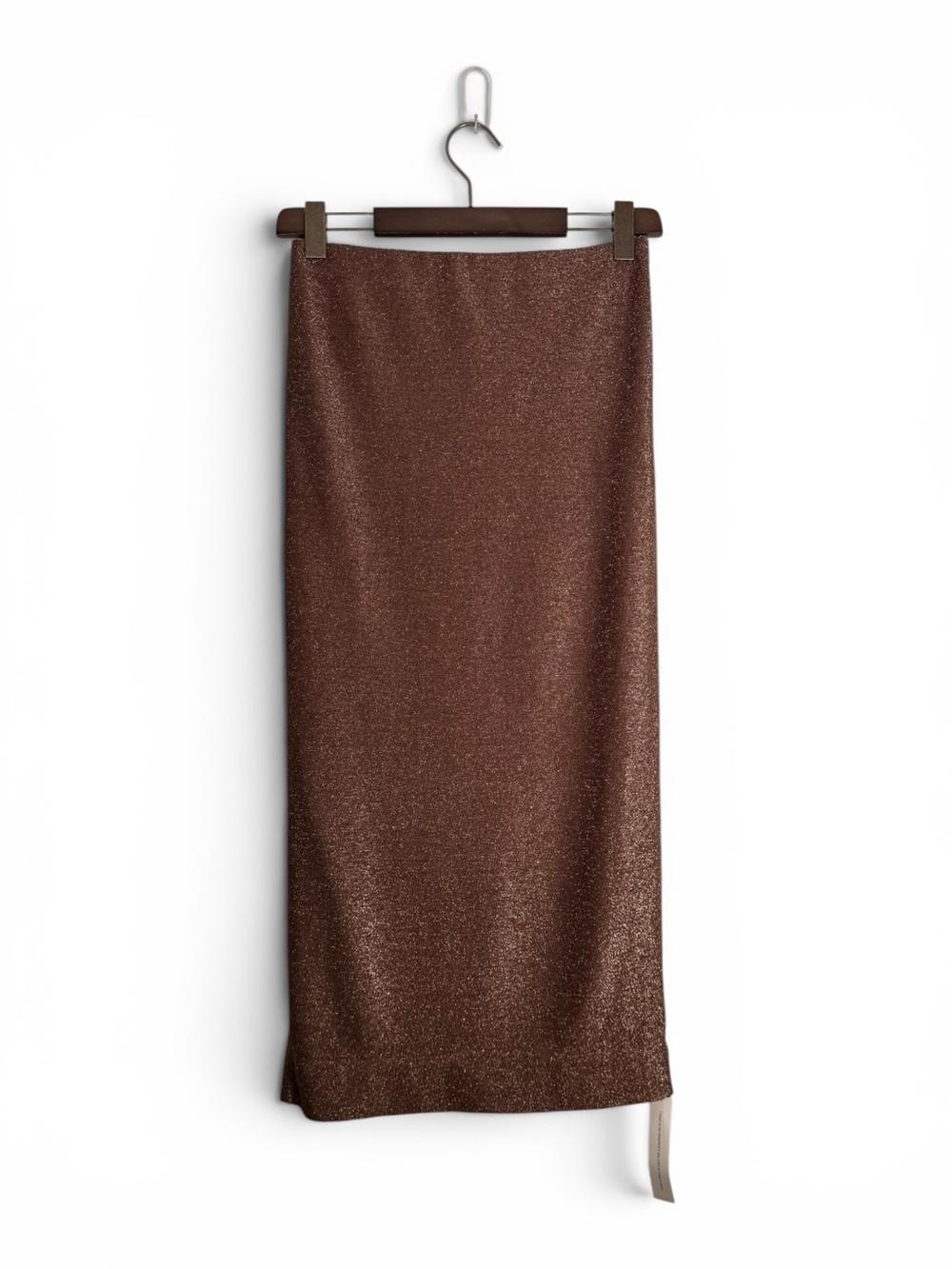 Reformation Maria Knit Sparkle Midi Skirt Cafe Bronze Metallic NWT Medium Maxi